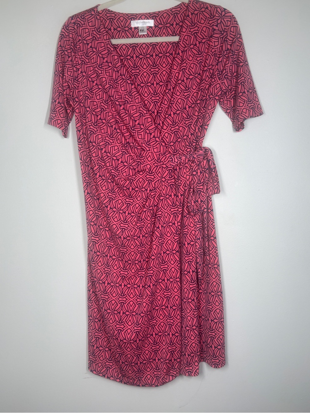 Motherhood Maternity Pink Geometric Wrap Dress